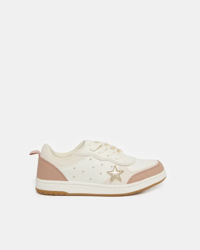 Senior Girls Beige Embellished Sneaker sold by Redtag