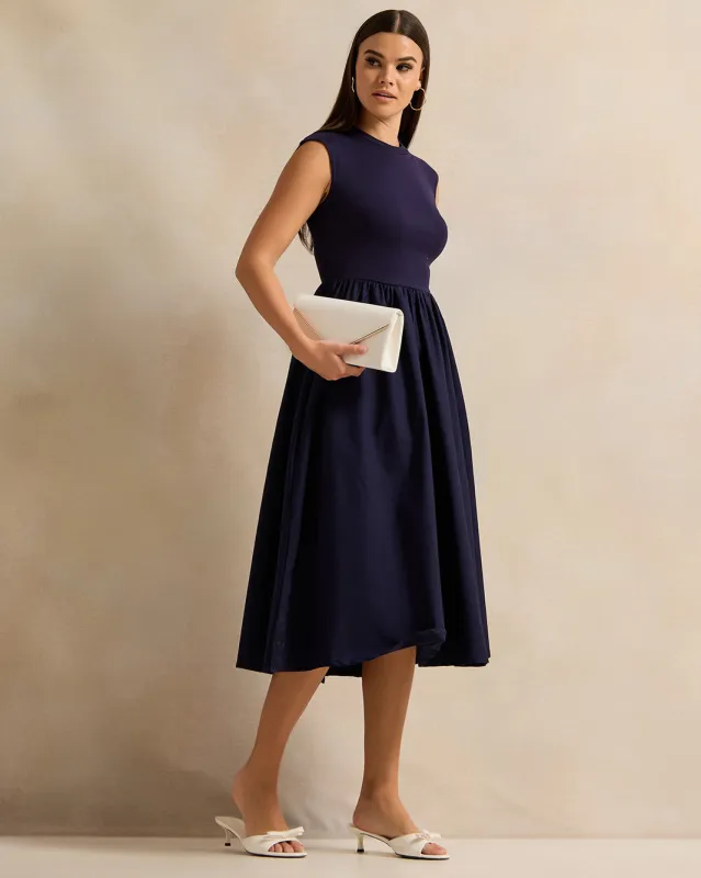 Women Navy Fit And Flared Midi Dress sold by Redtag