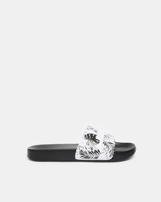 Senior Boys White Printed Slide sold by Redtag