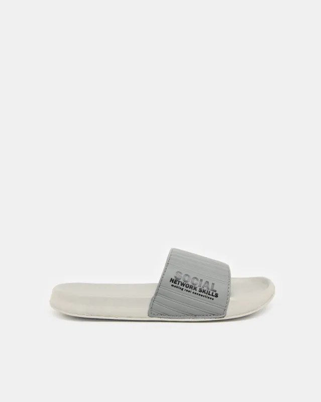 Senior Boys Grey Embossed Slide sold by Redtag
