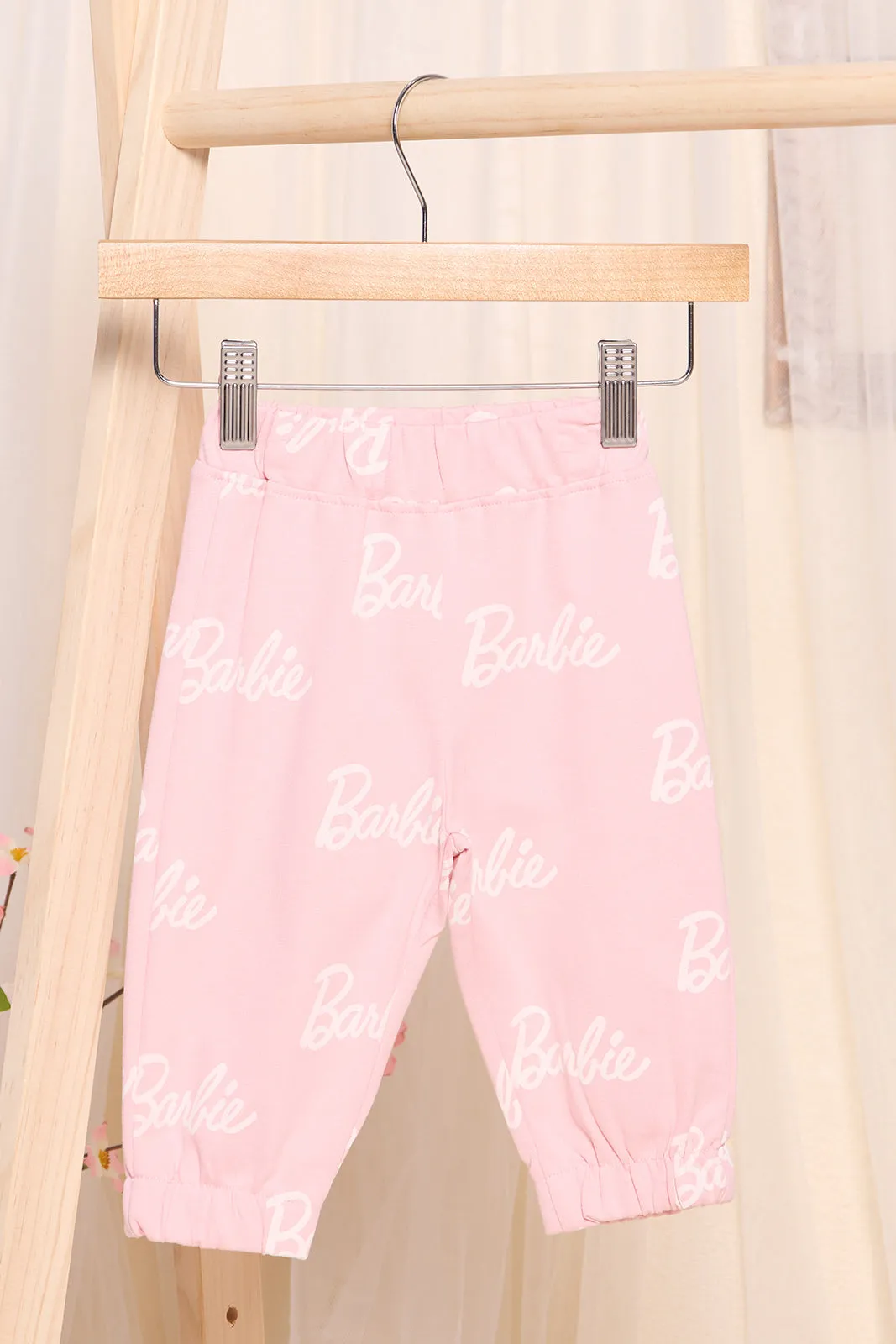 Infant Girls Pink Barbie Print Jogger Pants sold by Redtag