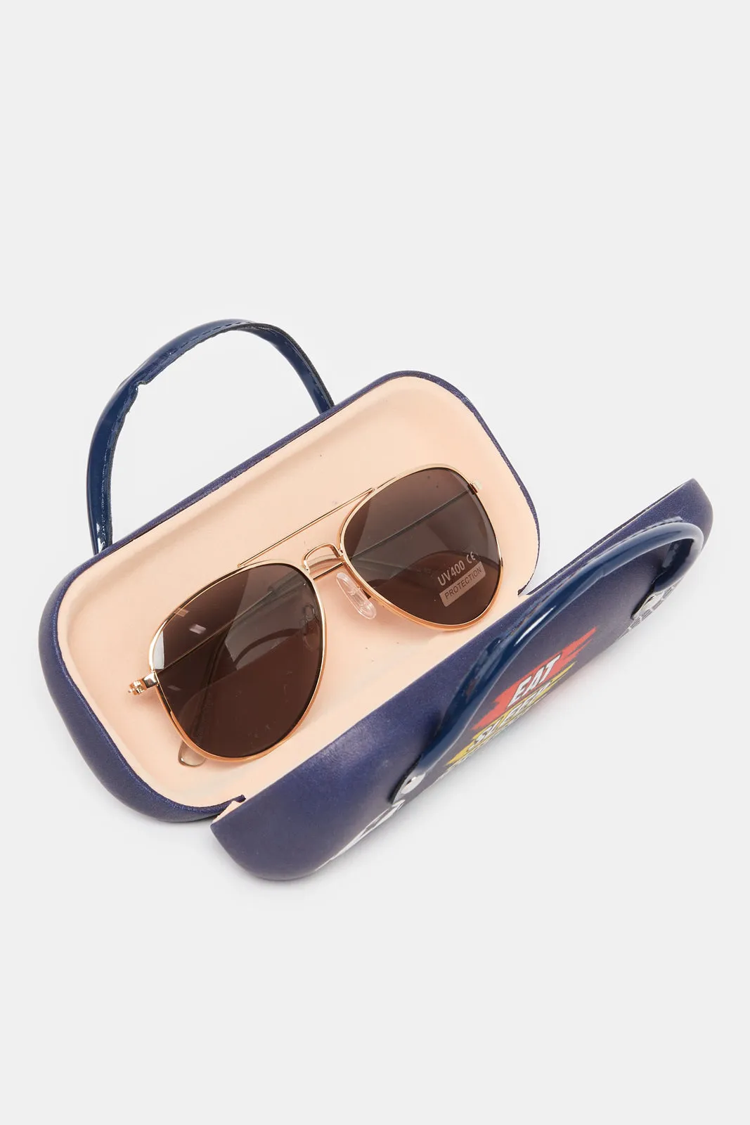 Boys Navy Aviator Sunglasses With Printed Case sold by Redtag product image thumbnail 5