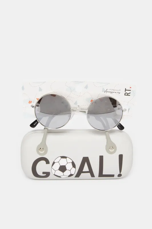 Boys Grey Round Sunglasses With Printed Case sold by Redtag