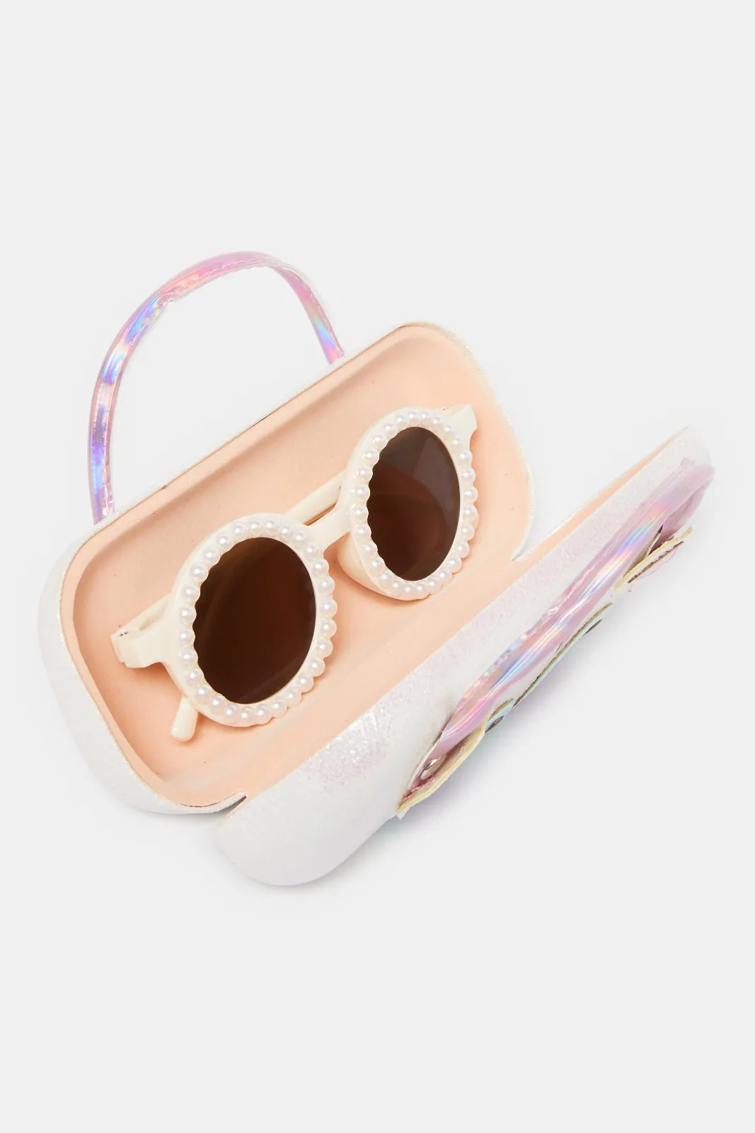 Girls White Round Sunglasses With Embellished Case sold by Redtag product image thumbnail 5