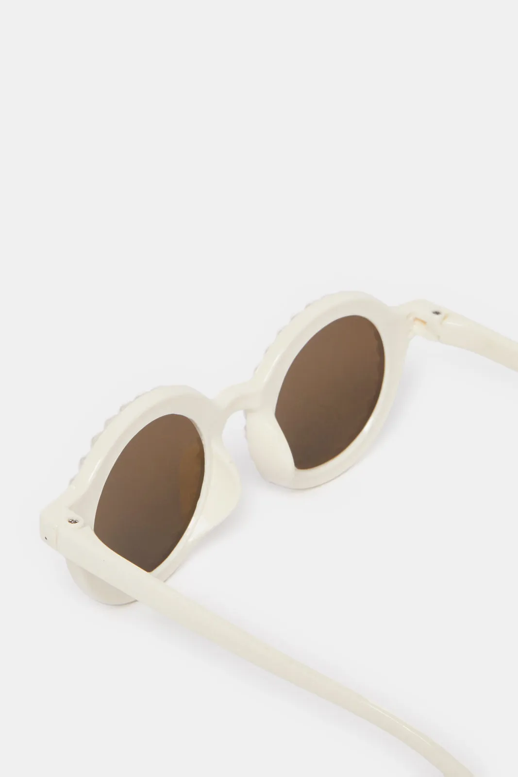 Girls White Round Sunglasses With Embellished Case sold by Redtag product image thumbnail 3