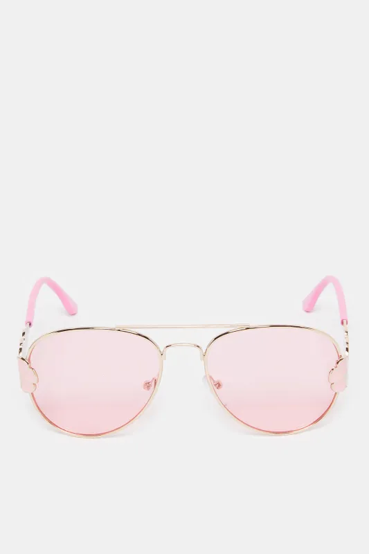 Girls Pink And Gold Aviator Sunglasses sold by Redtag