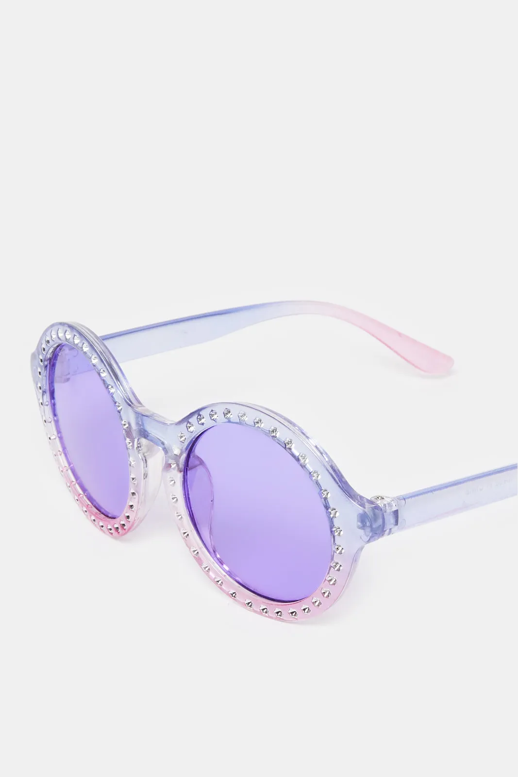 Girls Purple Round Embellished Sunglasses sold by Redtag product image thumbnail 3