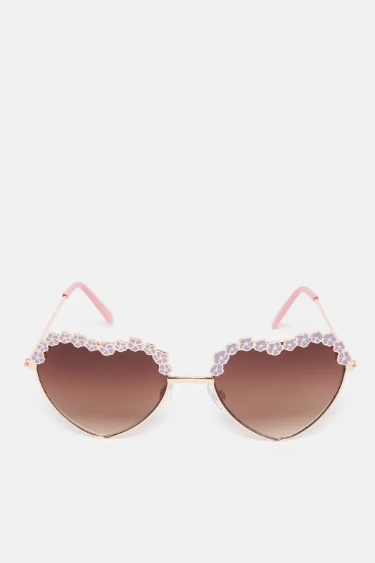 Girls Pink Heart Embellished Sunglasses sold by Redtag