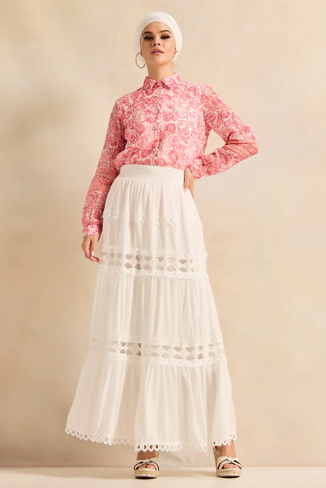 Women White Embellished Lace Skirt sold by Redtag product image thumbnail 2