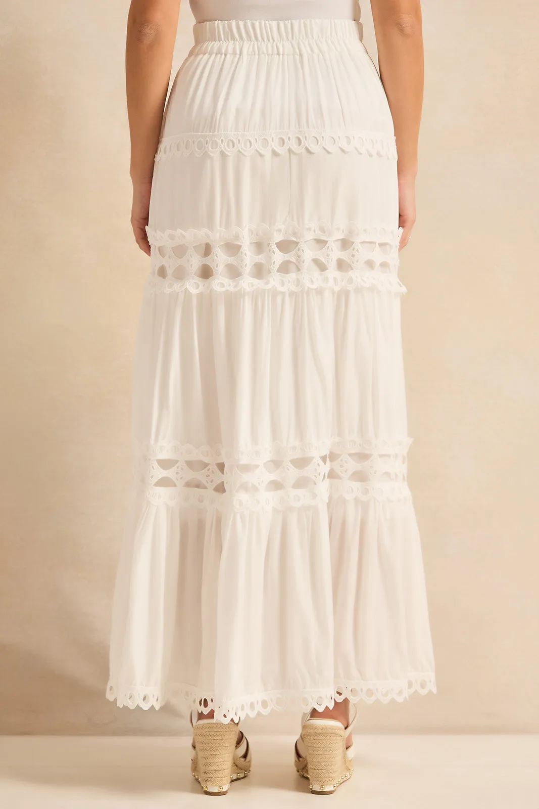 Women White Embellished Lace Skirt sold by Redtag product image thumbnail 3