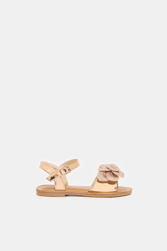Girls Gold Diamante Flower Sandals sold by Redtag