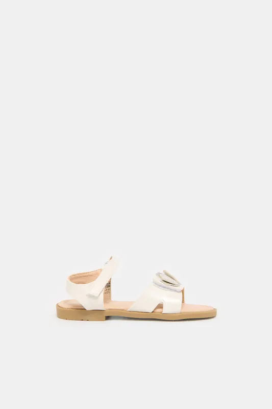 Girls White Heart Embellished Sandals sold by Redtag