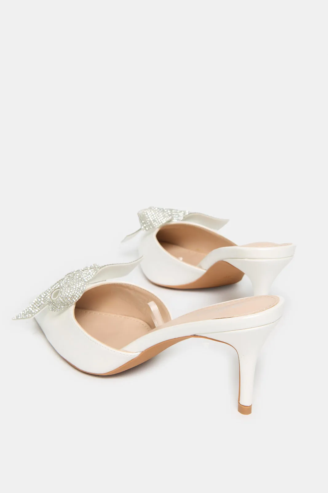 Women White Mule With Diamante Bow sold by Redtag product image thumbnail 4