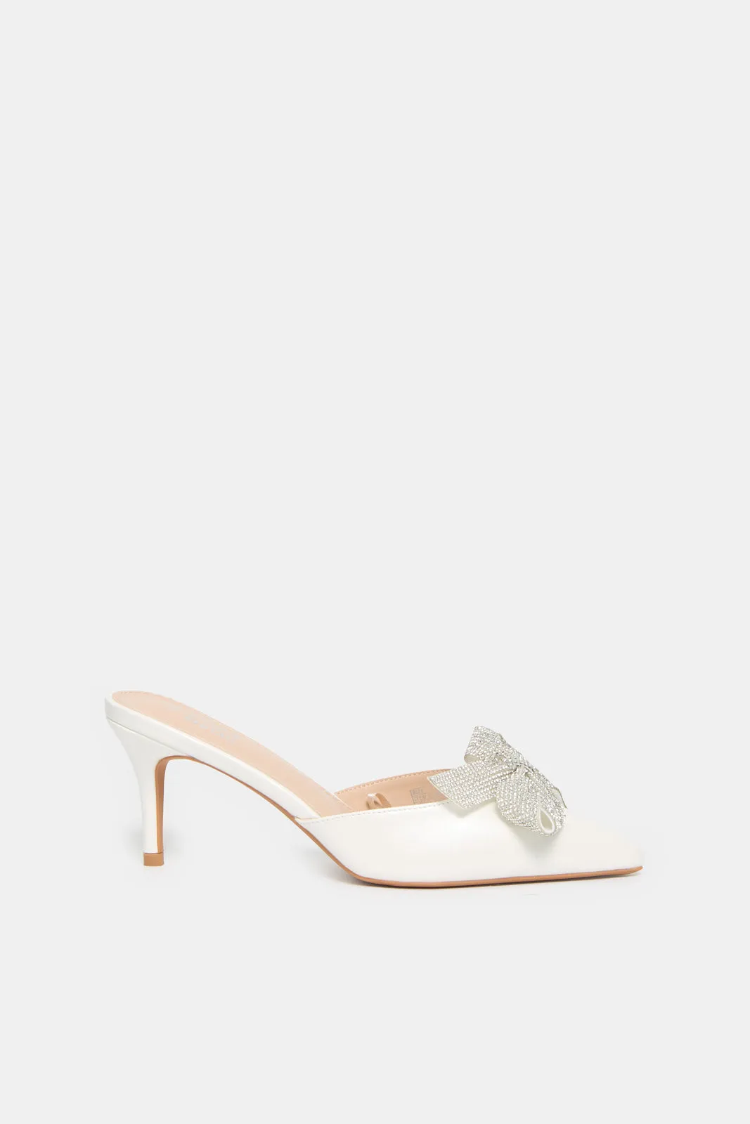 Women White Mule With Diamante Bow sold by Redtag