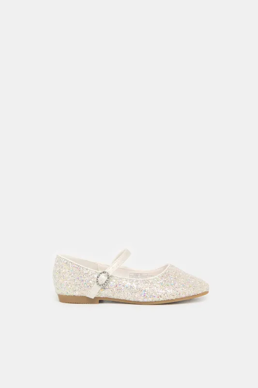 Girls White Glitter Ballerina sold by Redtag