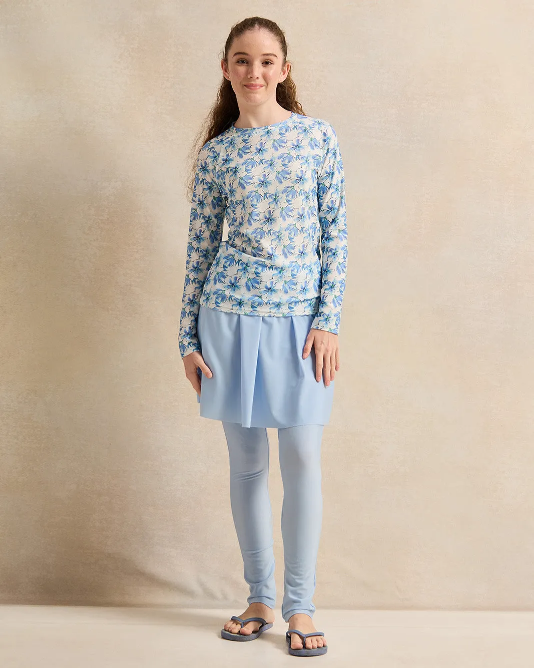 Senior Girls Blue Floral Swimming Suit (3 Piece) sold by Redtag