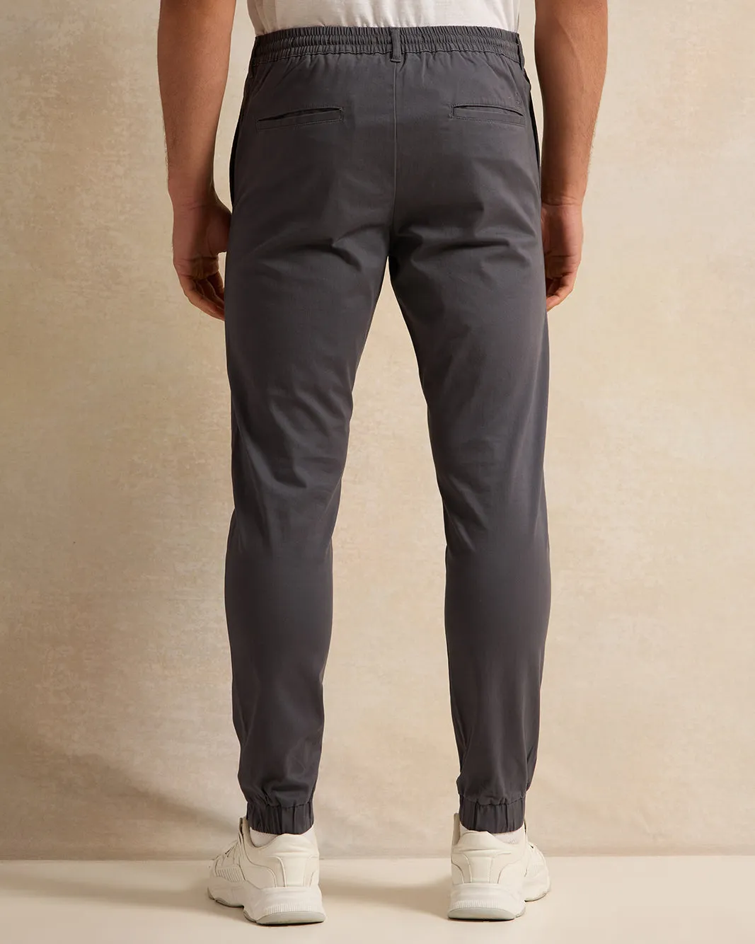 Men Grey Solid Twill Joggers sold by Redtag product image thumbnail 3
