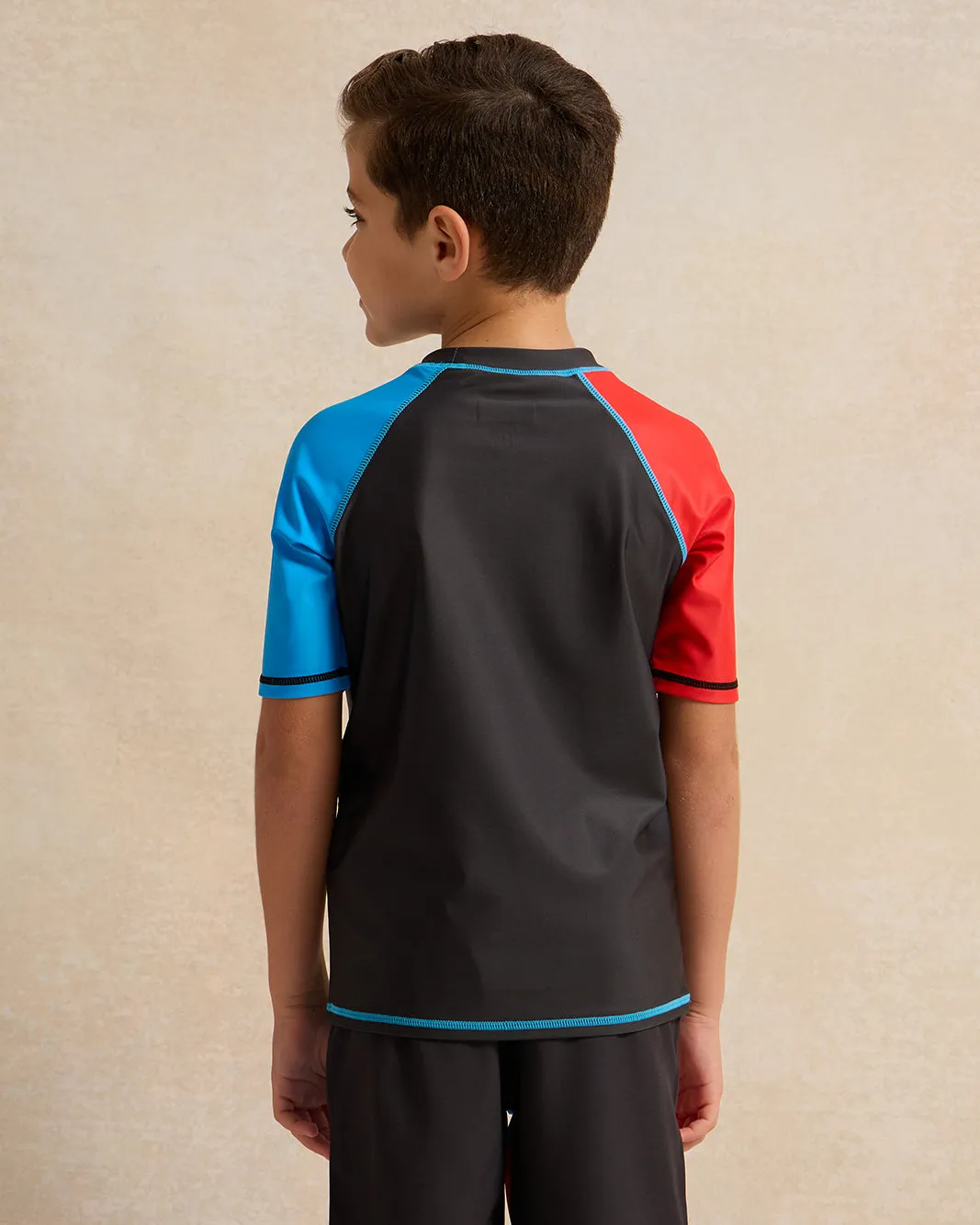 Boys Black Spider Man Rash Guard Swimwear T-Shirt sold by Redtag product image thumbnail 3