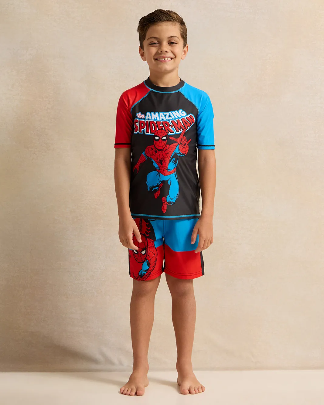 Boys Black Spider Man Rash Guard Swimwear T-Shirt sold by Redtag product image thumbnail 2