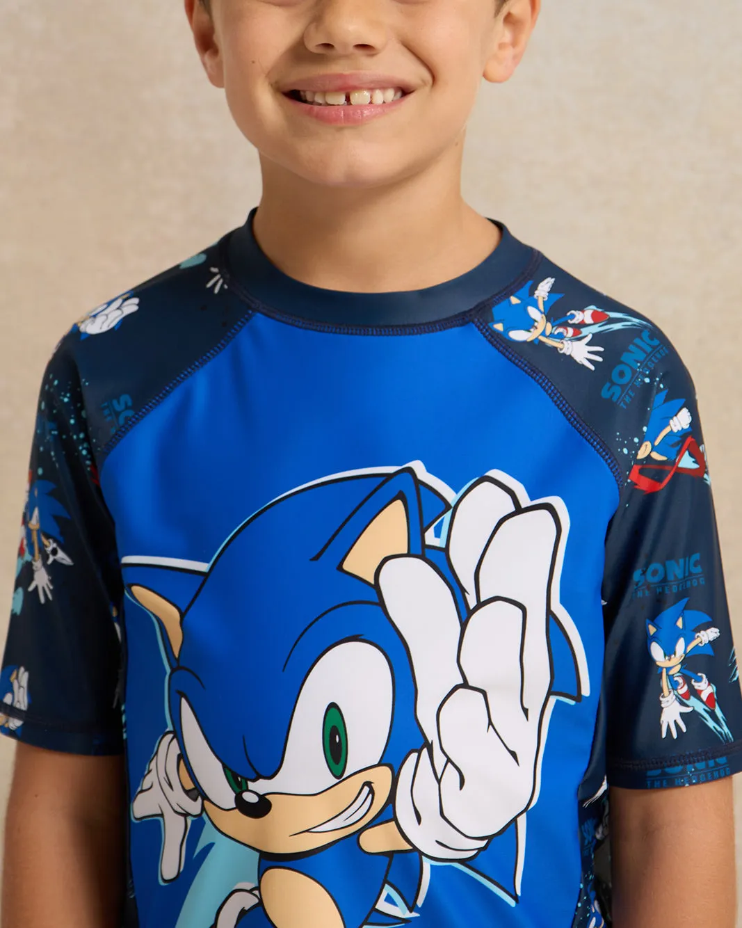 Boys Blue Sonic Rash Guard Swimwear T-Shirt sold by Redtag product image thumbnail 4