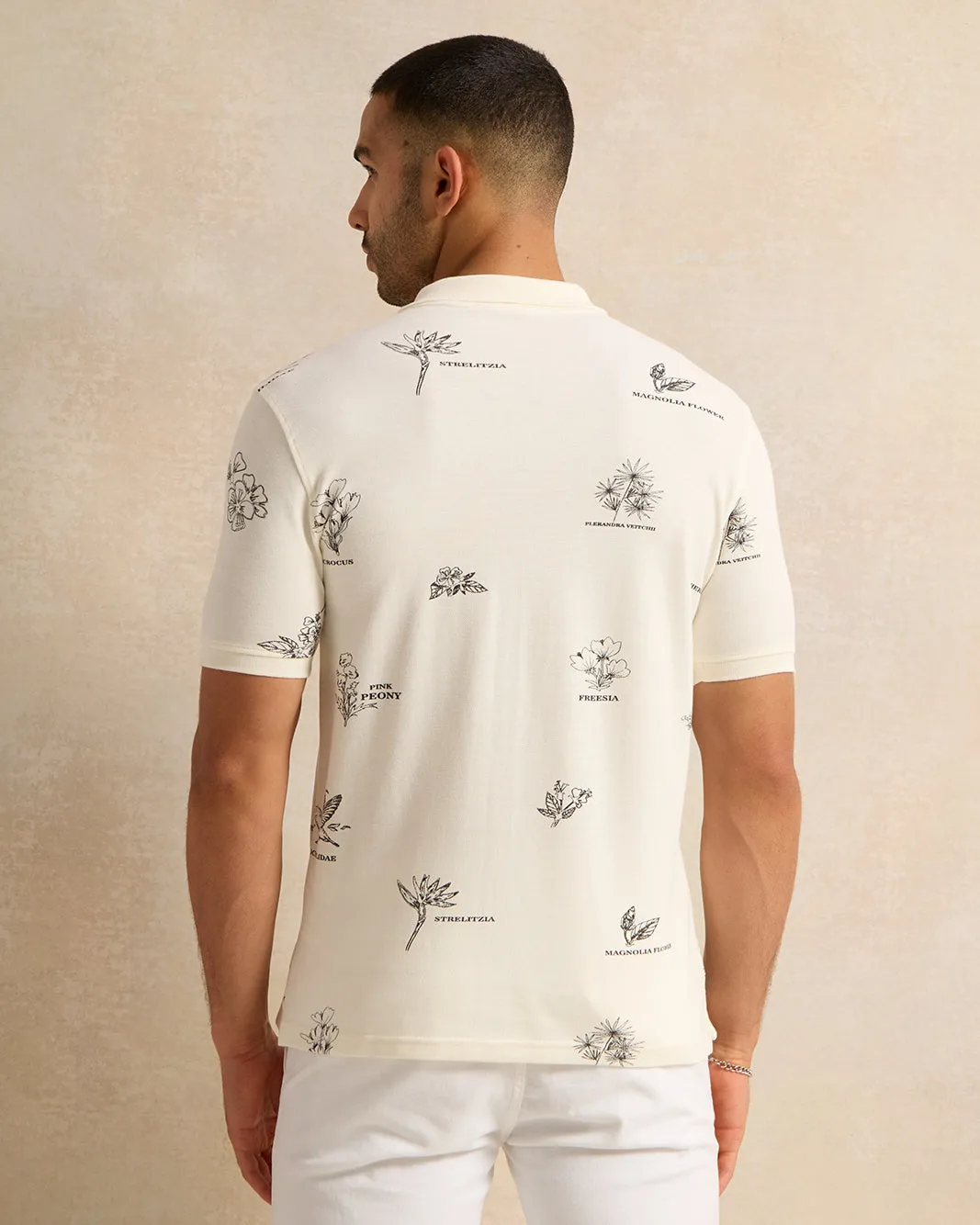 Men Beige Printed Polo Shirt sold by Redtag product image thumbnail 3