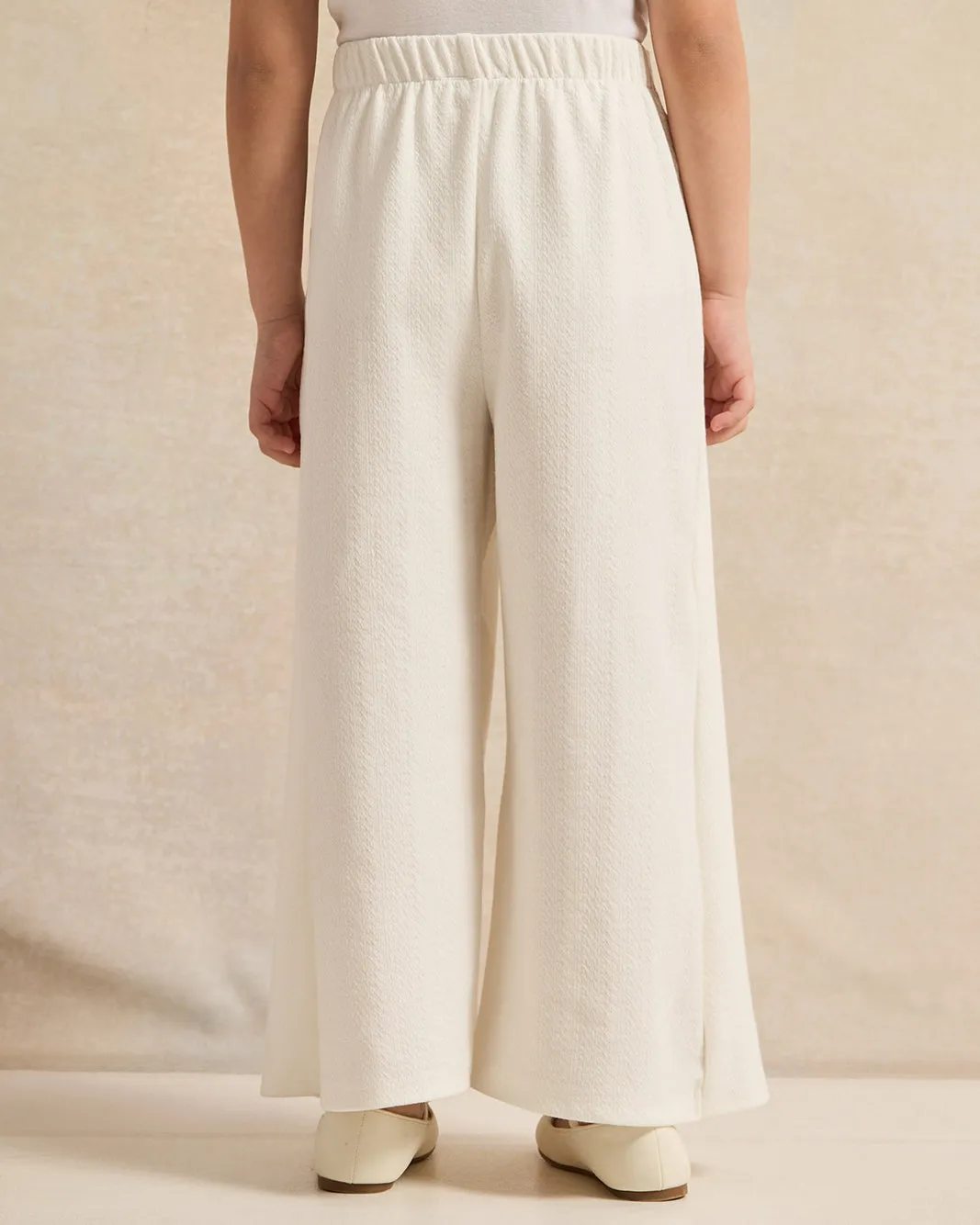 Girls Ivory Jacquard Wide leg Casual Trouser sold by Redtag product image thumbnail 3