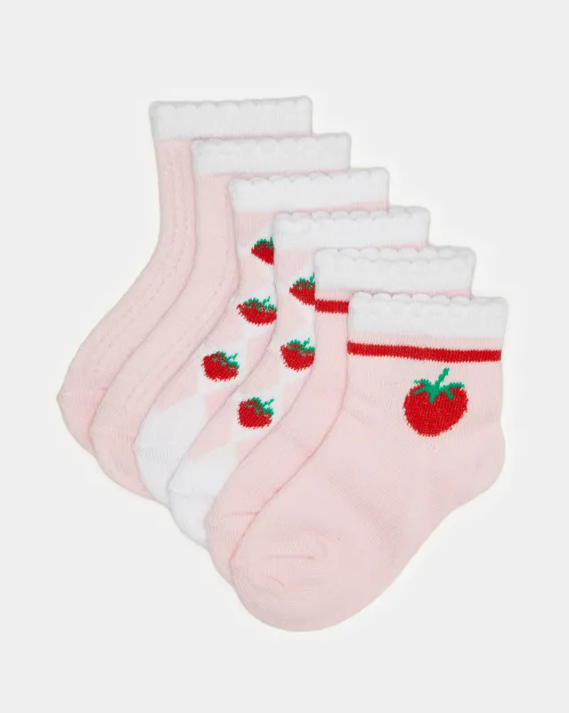 Infant Girls Pink Printed Ankle Length Socks (Pack Of 3) sold by Redtag