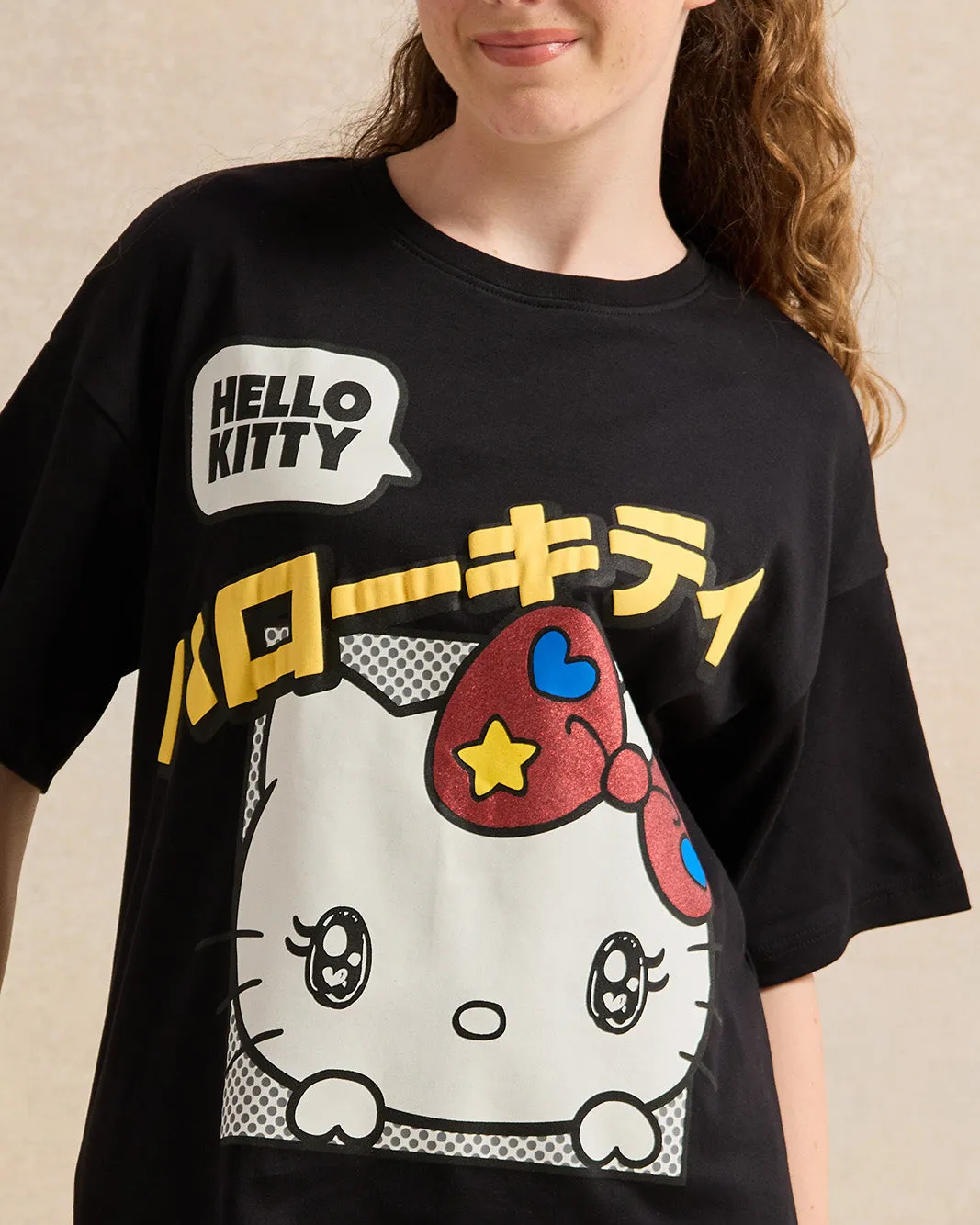 Senior Girls Black Oversize Printed T-shirt sold by Redtag product image thumbnail 4