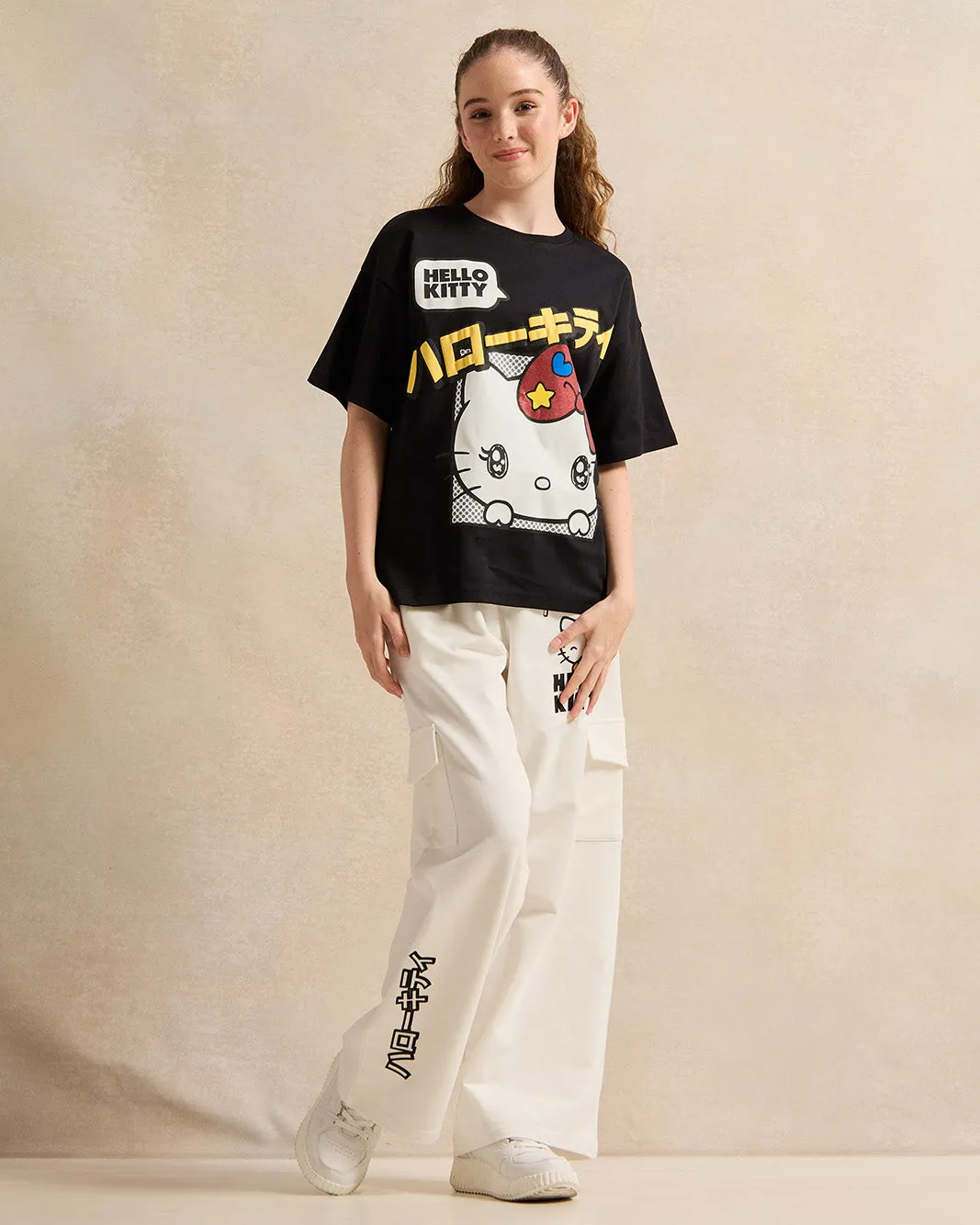 Senior Girls Black Oversize Printed T-shirt sold by Redtag product image thumbnail 2