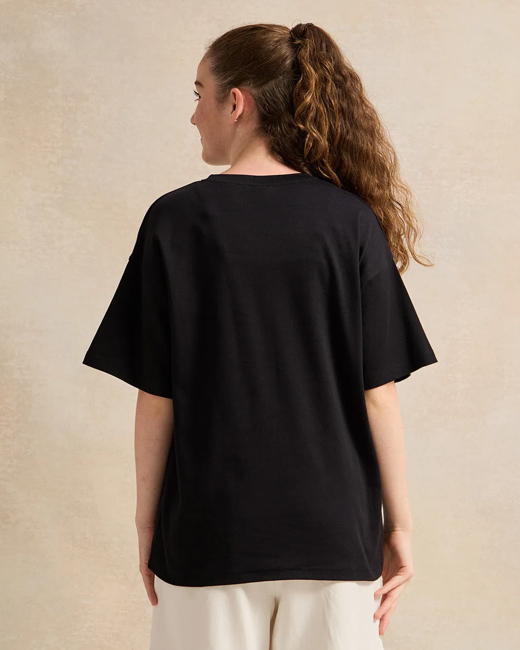 Senior Girls Black Oversize Printed T-shirt sold by Redtag product image thumbnail 3
