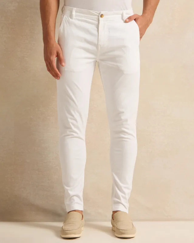 Men White Chino Trousers sold by Redtag