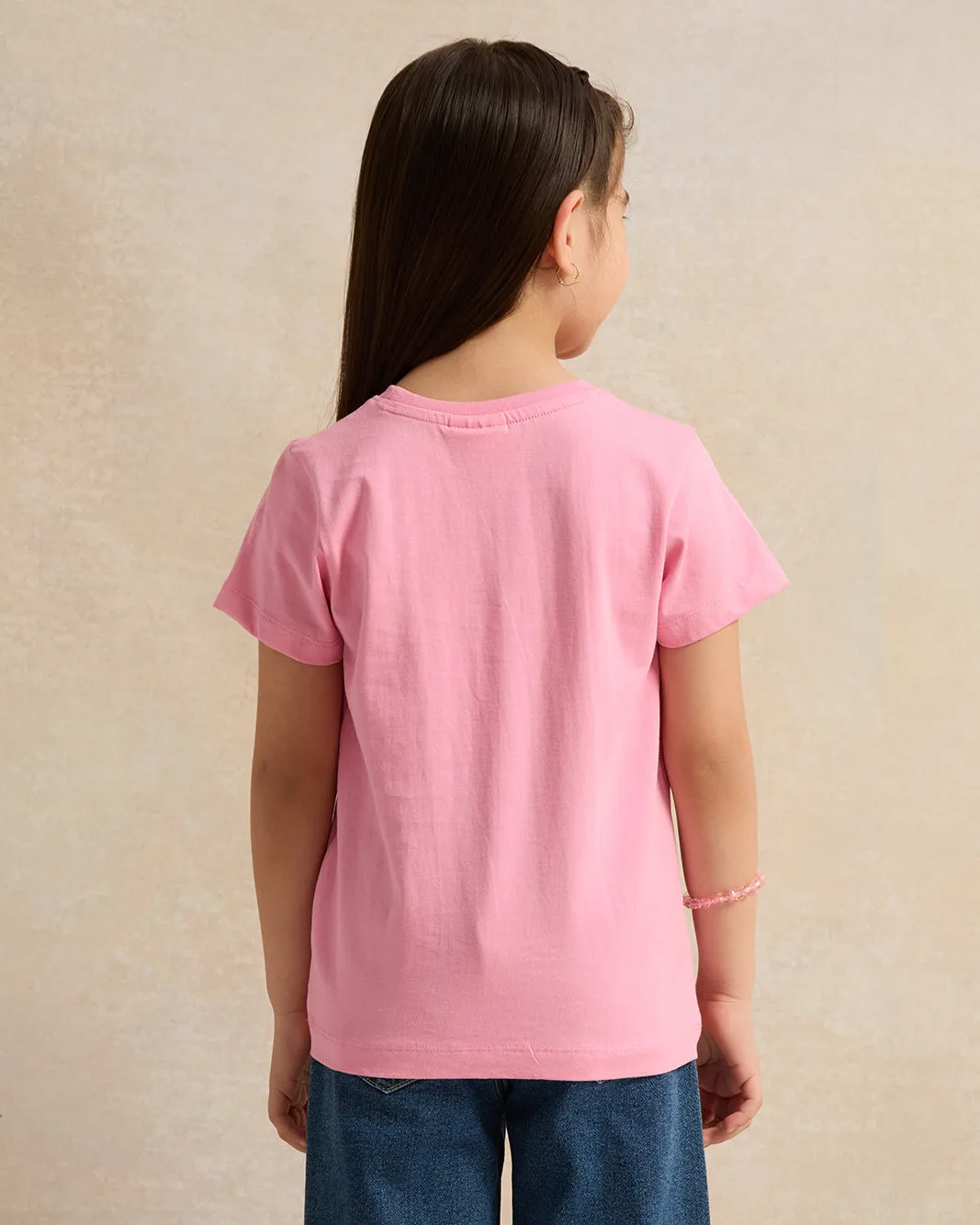 Girls Pink Placement Print T-Shirt sold by Redtag product image thumbnail 3