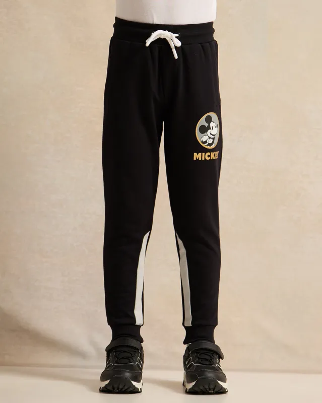 Boys Black Printed Track Pants sold by Redtag