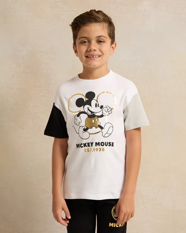 Boys White Mickey Mouse Print T-Shirt sold by Redtag
