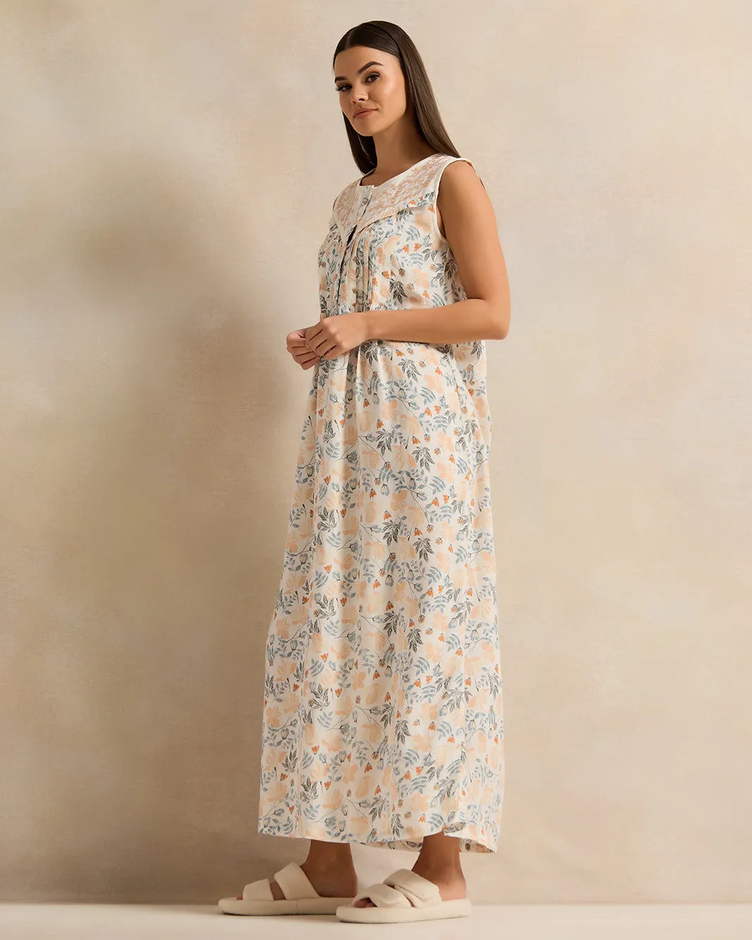 Women White Embroidery Nightgown sold by Redtag product image thumbnail 4