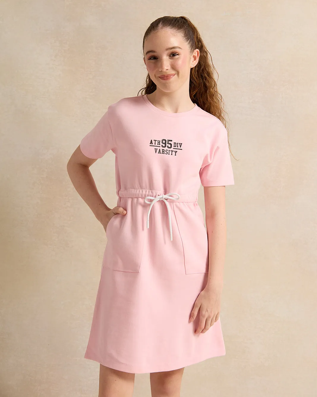 Senior Girls Pink Elasticated Waist Dress sold by Redtag