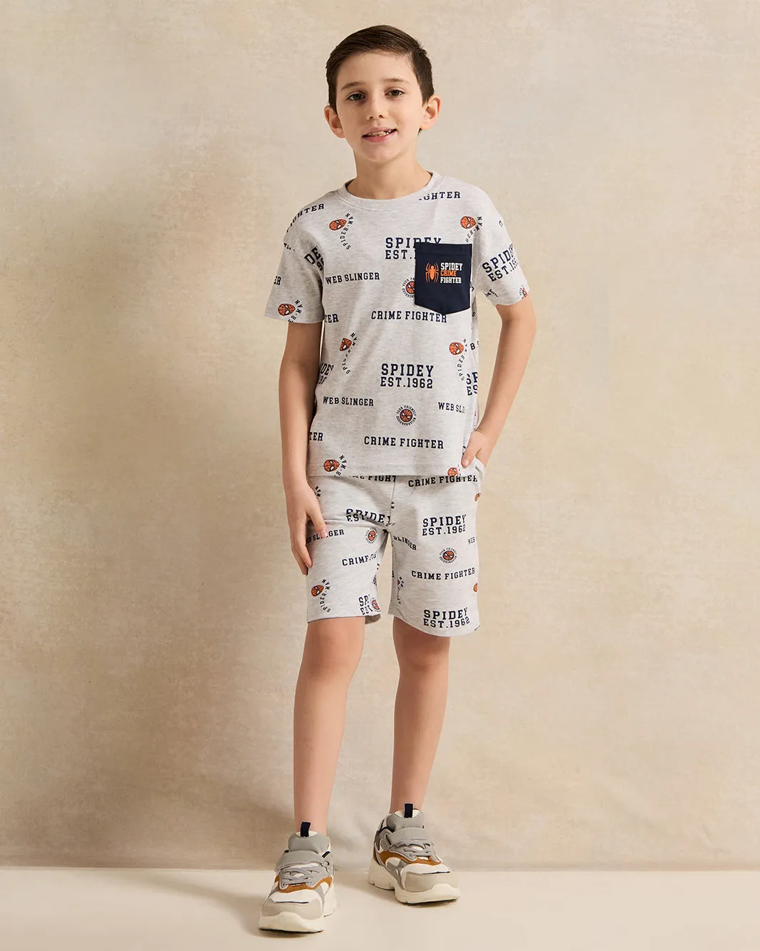 Boys Grey Spiderman Print Active Shorts sold by Redtag product image thumbnail 2