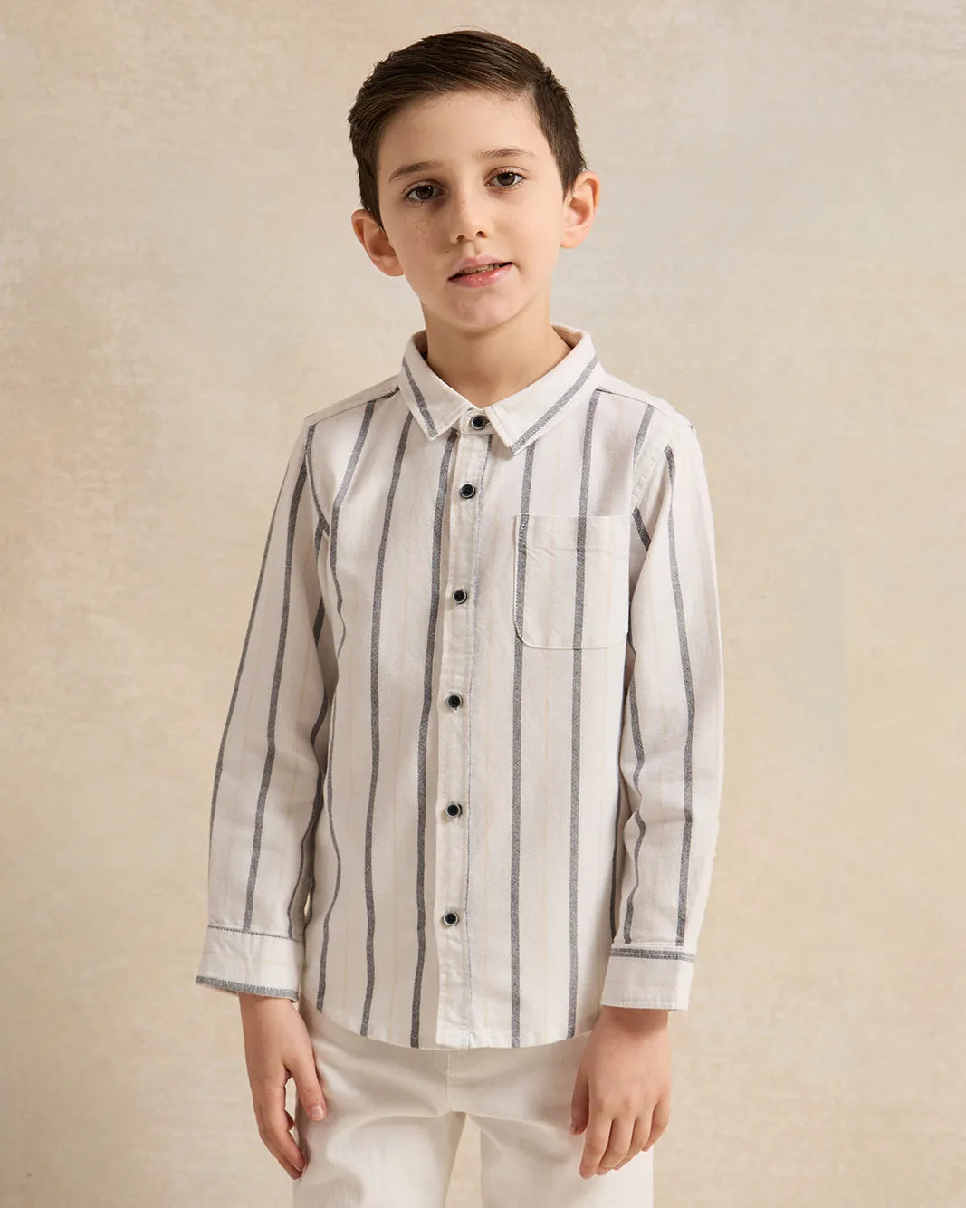 Boys White Striped Oxford Shirt sold by Redtag