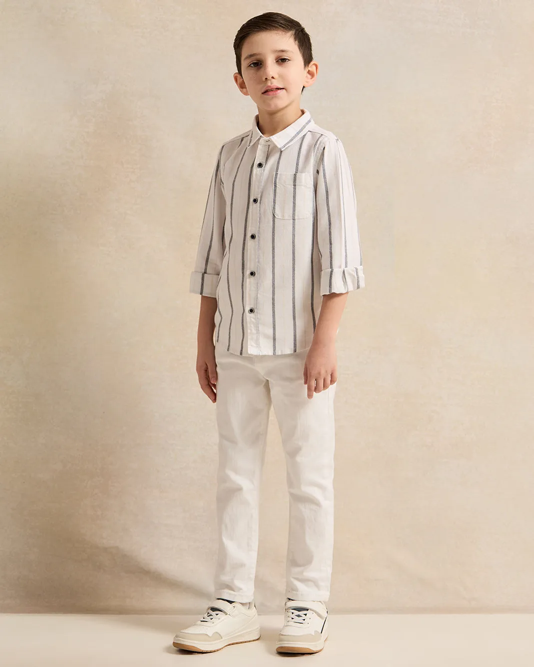 Boys White Striped Oxford Shirt sold by Redtag product image thumbnail 2