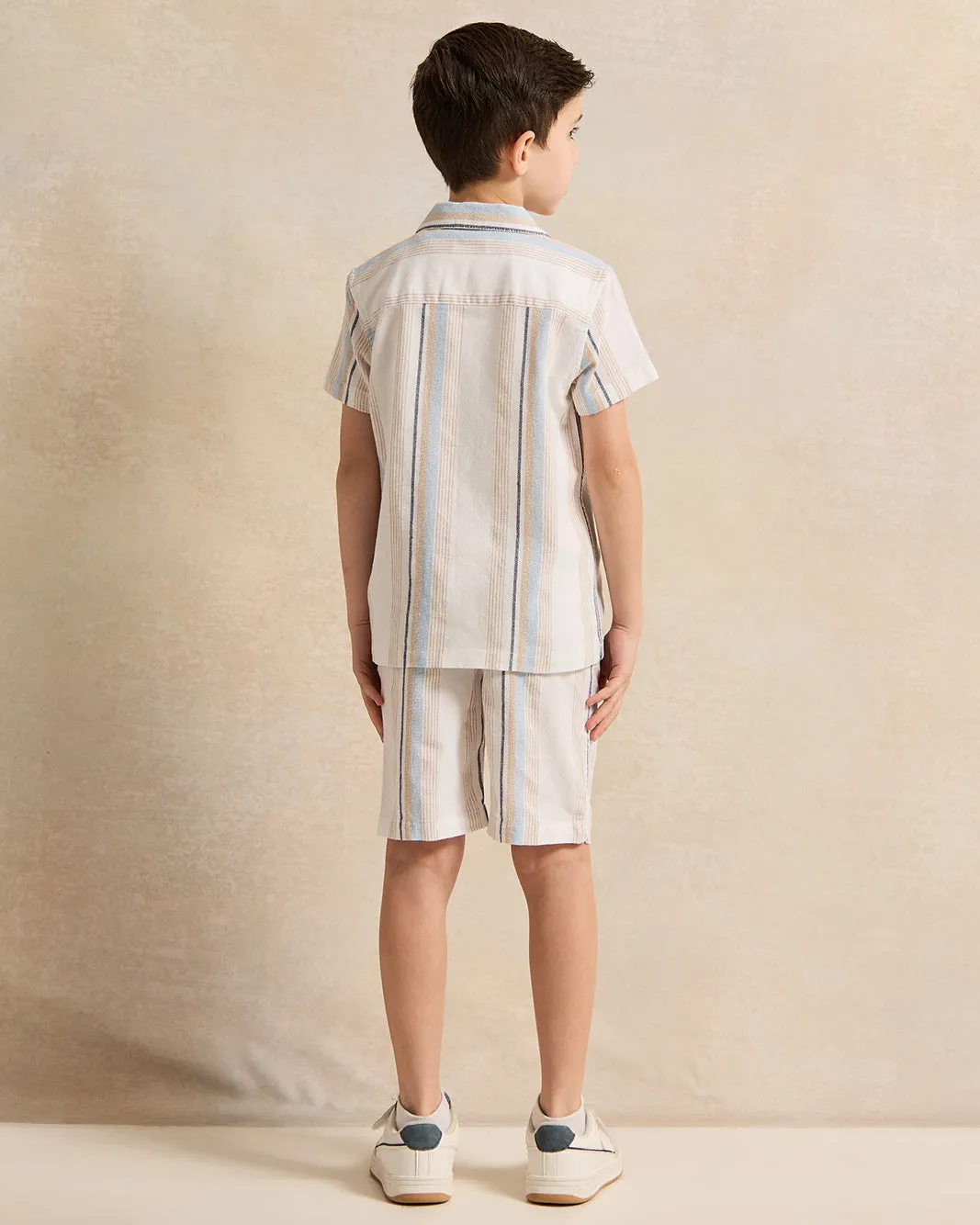 Boys Blue Striped Collared Set (2 Piece) sold by Redtag product image thumbnail 4