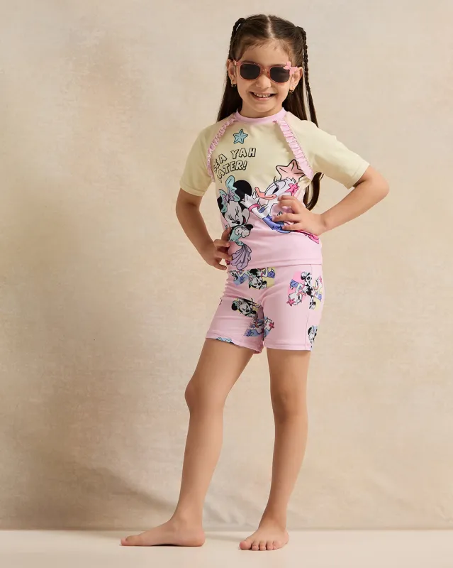 Girls Yellow And Pink Printed Swim Set (2 Piece) sold by Redtag