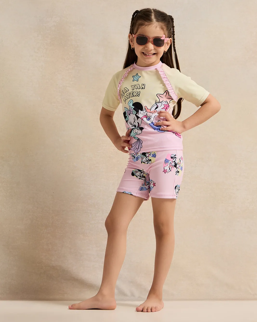 Girls Yellow And Pink Printed Swim Set (2 Piece) sold by Redtag