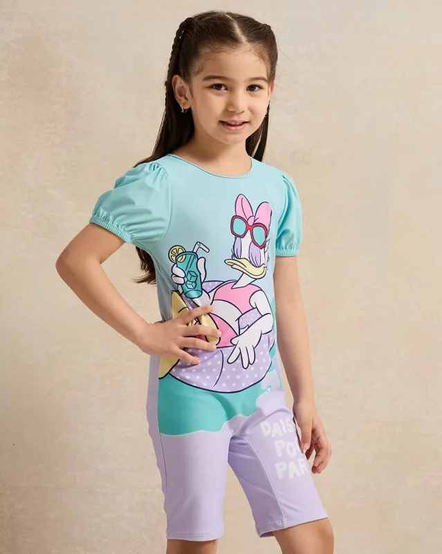 Girls Blue Printed Swimsuits sold by Redtag