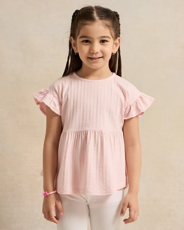 Girls Pink Jacquard Top sold by Redtag