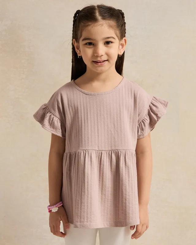 Girls Taupe Jacquard Top sold by Redtag