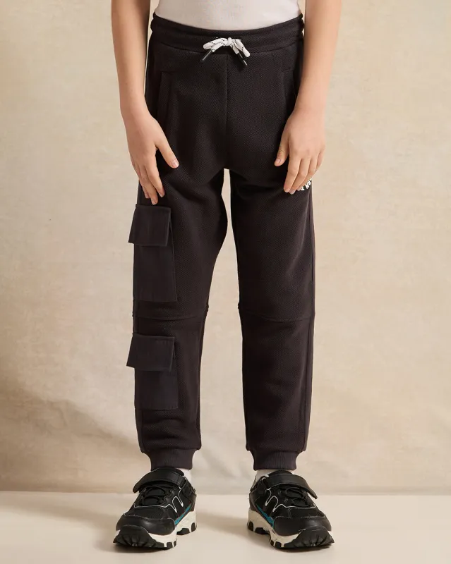 Boys Black Cargo Pocket Jogger Pants sold by Redtag