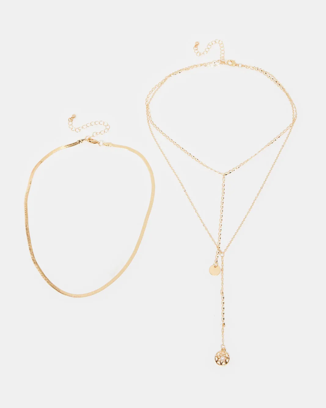 Women Gold Necklace Set (Pack of 2) sold by Redtag