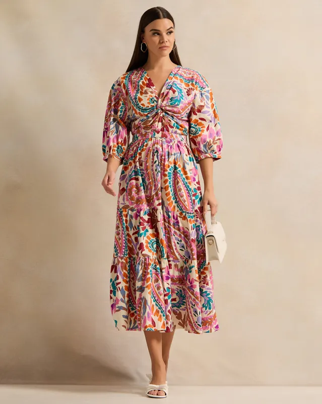 Women Pink Floral Balloon Sleeve Dress sold by Redtag