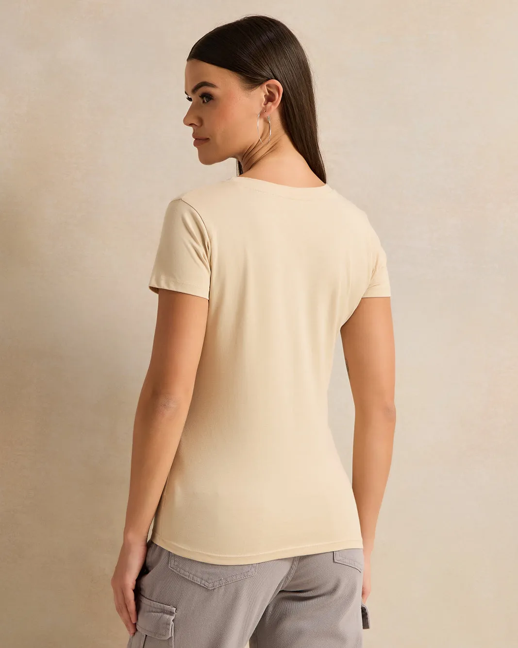 Women Beige Printed T-Shirt sold by Redtag product image thumbnail 3