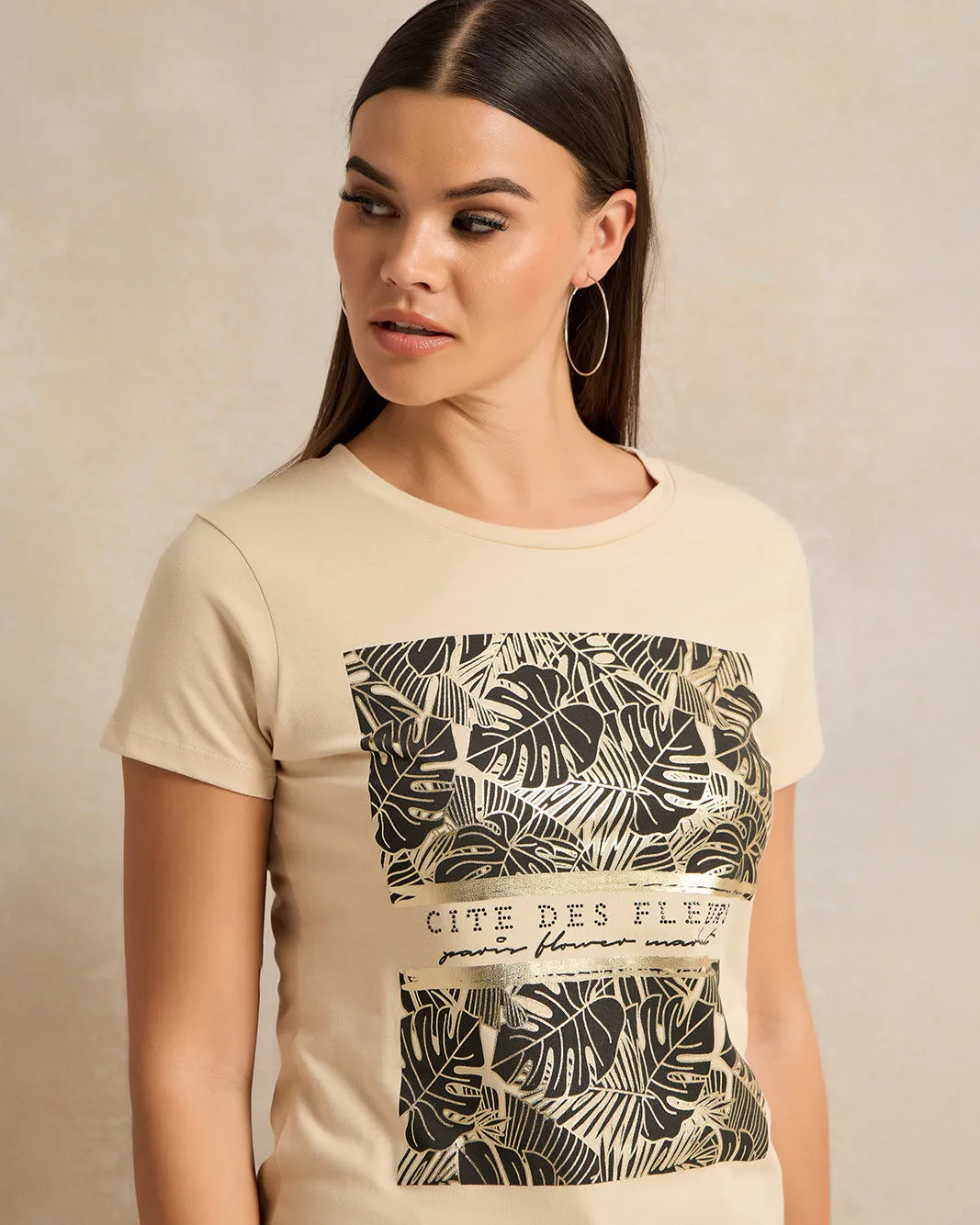 Women Beige Printed T-Shirt sold by Redtag product image thumbnail 4